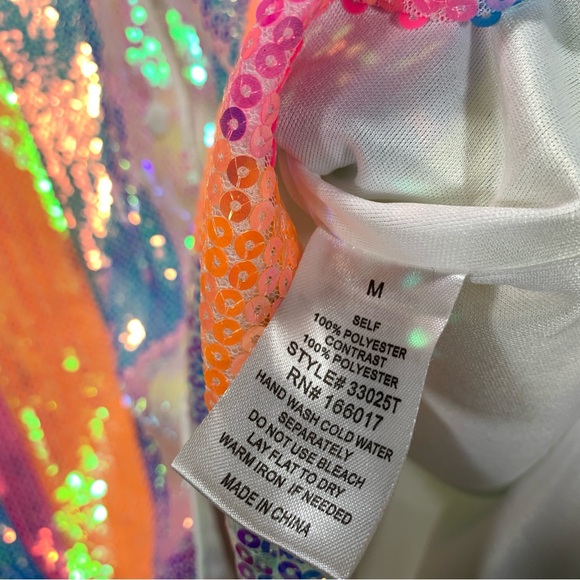 Blue b boutique brand rainbow sequin long sleeve button down top size M - Picture 7 of 8